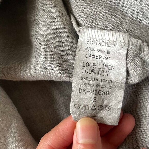 Pisache Linen Soft Grey Relaxed V-Neck Dress Summer - Picture 4 of 5